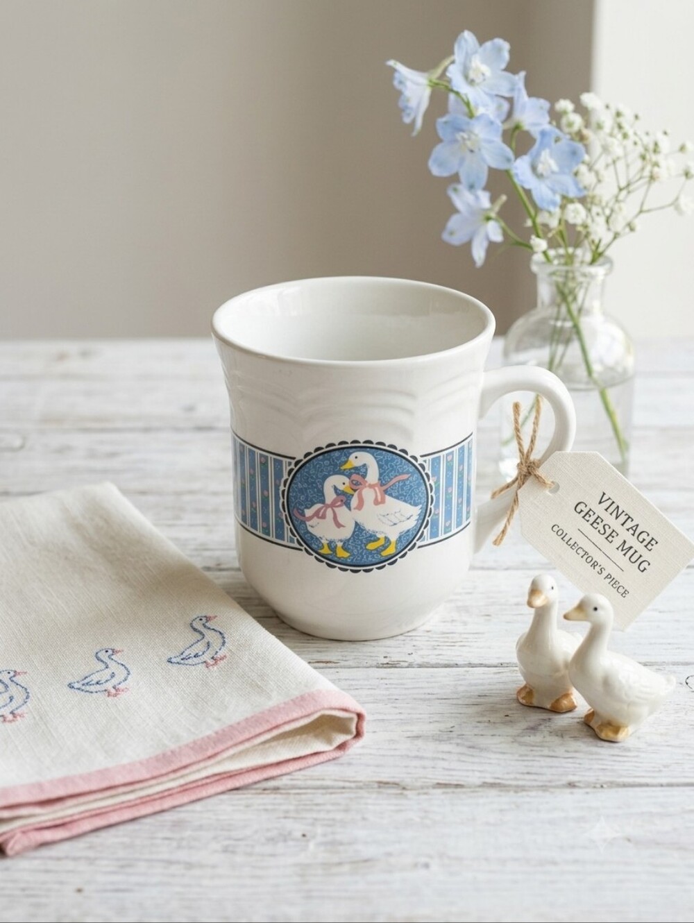 Vintage Country Geese Stoneware Coffee Mug | Cottagecore Farmhouse